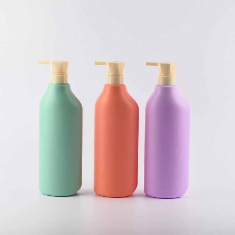 Long Neck 16oz 24oz Plastic Hand Body Lotion Liquid Soap Shower Gel Shampoo Conditioner Lotion Packaging Beige Pump Bottle