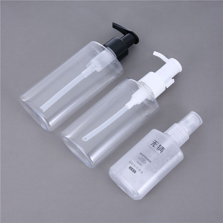 Custom 200ml Empty PET Clear Oval Plastic Shampoo Bottles With Squeeze Pump Caps Conditioner Cosmetic Packaging