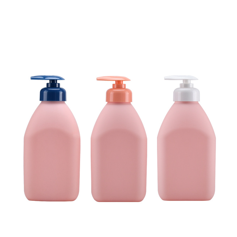 Custom high-end lotion bottle HDPE children's Shampoo Body Wash Bottle Pink 300ml 500ml soft touch plush shampoo bottle