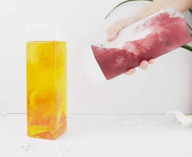 Portable 350ml 400ml 500ml PET Square Plastic Bottle Square Beverage Bottle Juice Bottles with Caps