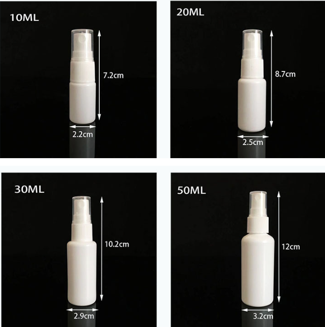 White 20 50 100ml HDPE plastic fine mist spray sanitizer bottle Alcohol disinfectant spray bottle Liquid medicine bottle
