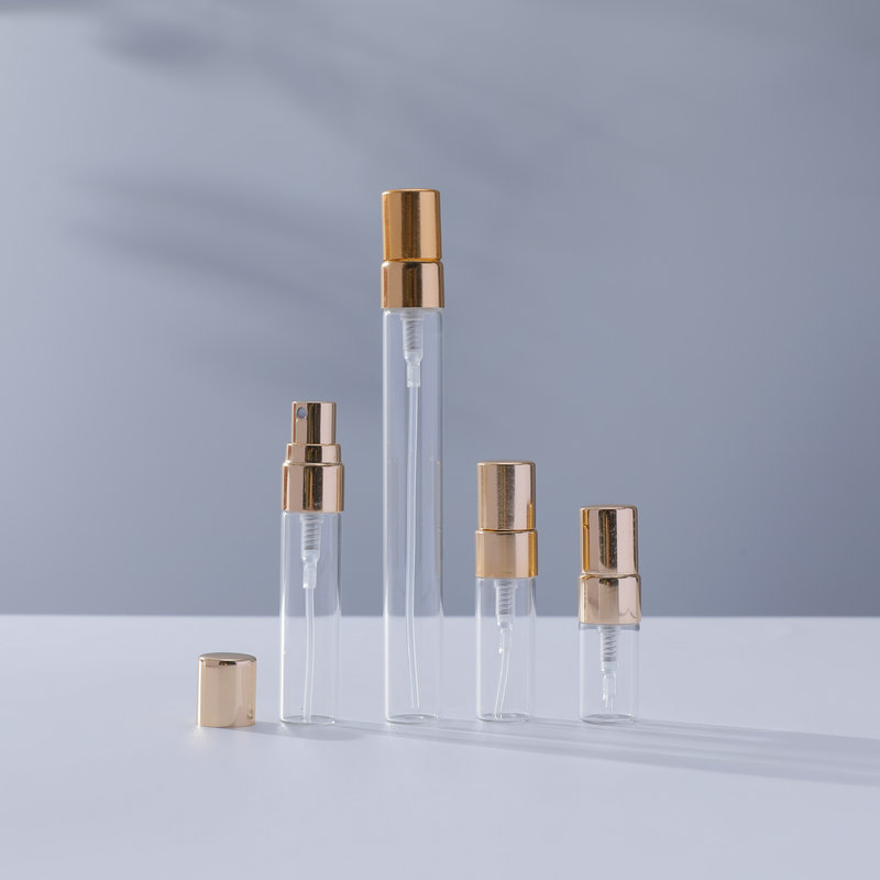 2-10ml Portable mini perfume spray bottle mini spray glass perfume bottles with gold black cap Sample perfume bottles