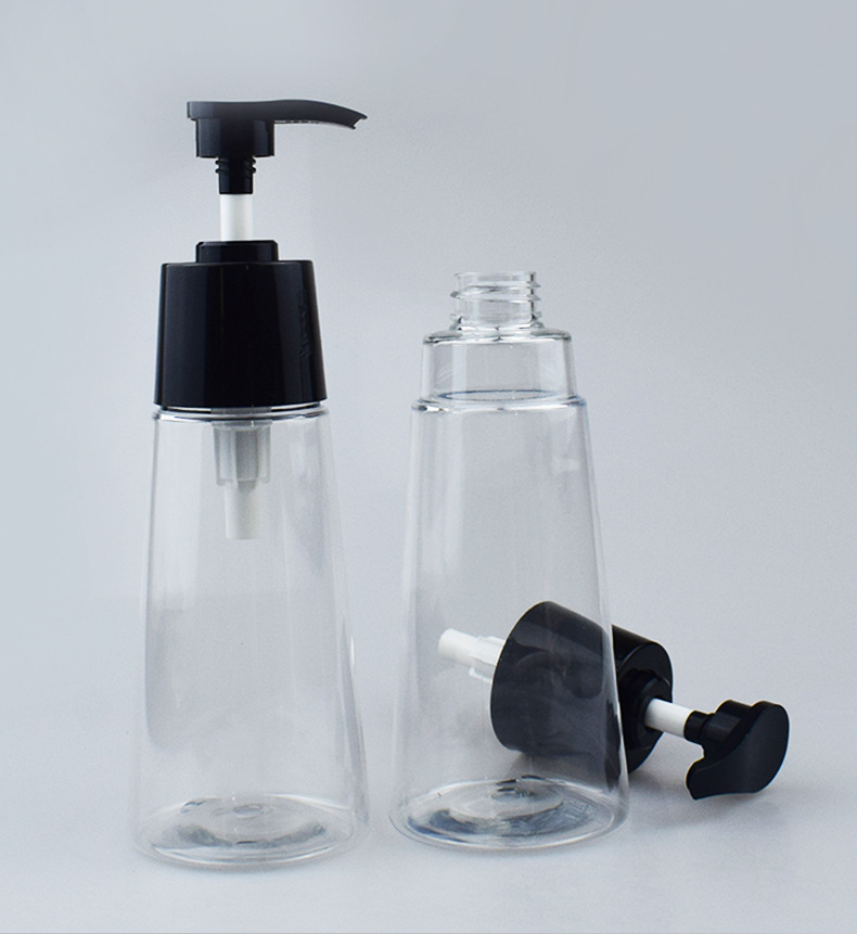 Unique Shape 200ml 350ml PET Plastic Shampoo Lotion Bottle Cosmetic Essence Serum Oil Facial Cleanser Body Wash Pump Bottle