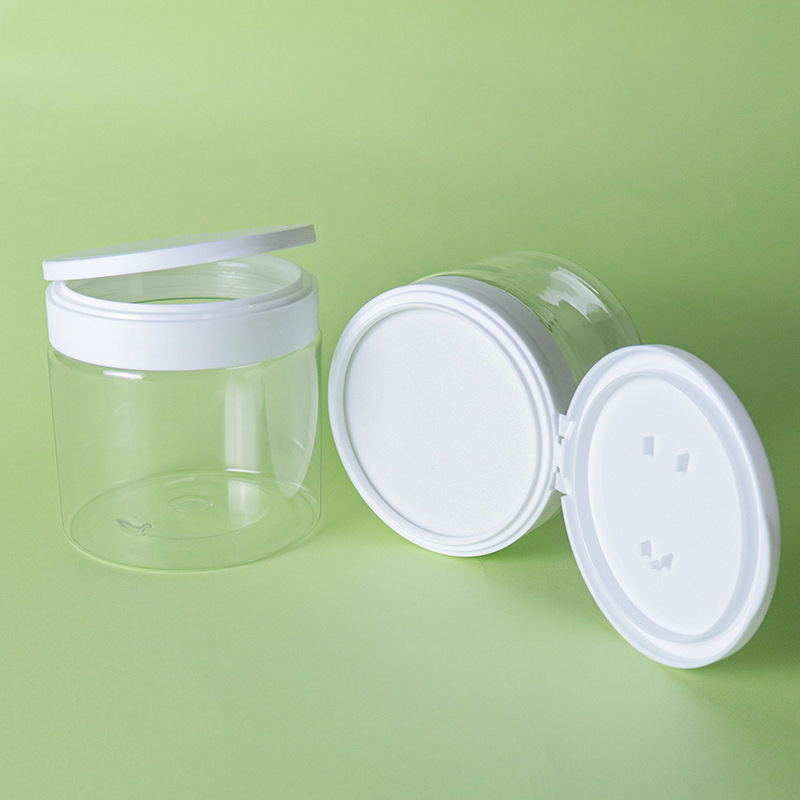 Flip Lid Plastic Jars With Spoon Clip Induction Seal Face Cream Body Butter Scrub Jar 150g 250g 300g 500g 4 8 oz 10oz 12oz 16oz