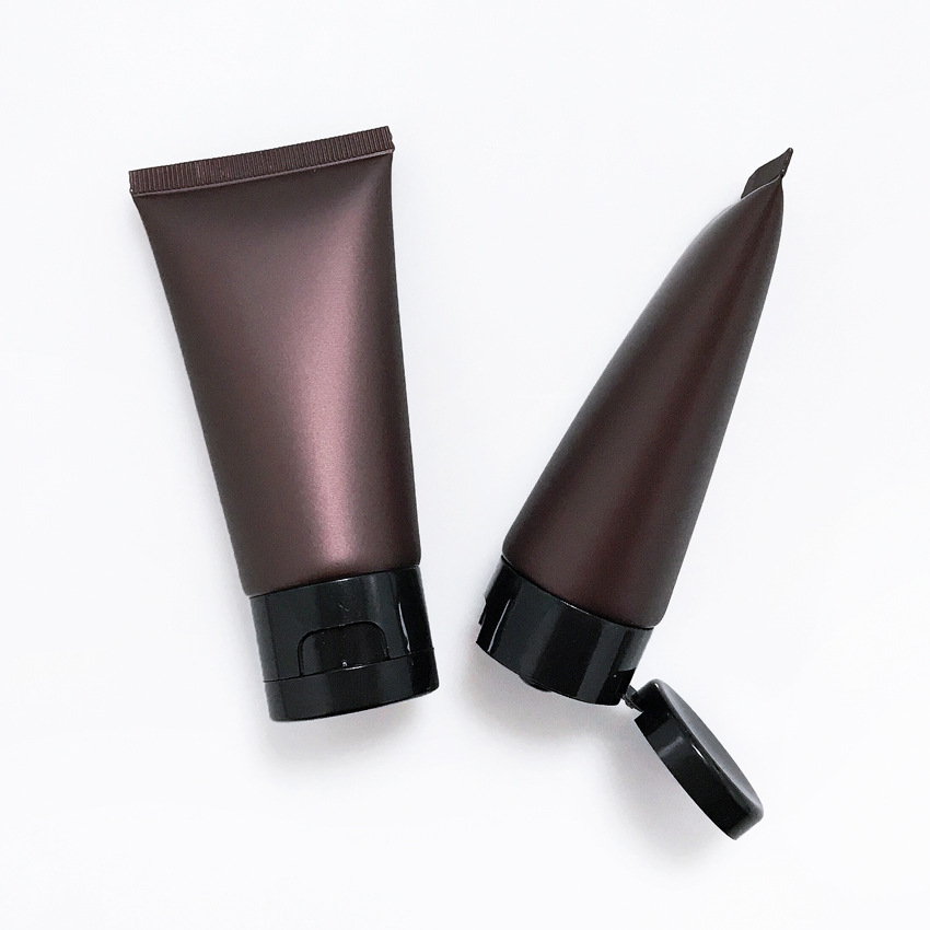 50ml Flip Top Empty Squeeze tubes Frosted brown recyclable skincare tubes cosmetic packaging