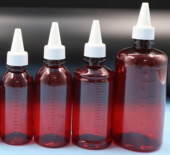 Plastic Squeeze Twist Top Cap Bottles 60ml 120ml 150ml 250ml  PET Pointed Hair Oil Nozzle hair dye Packaging