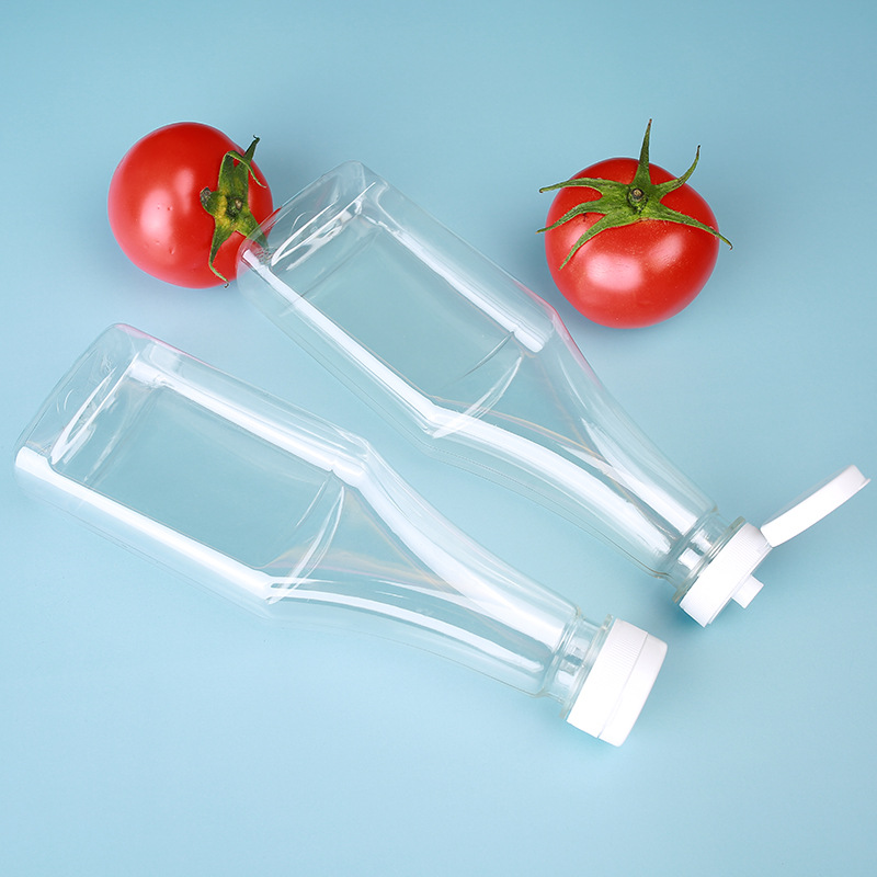 300ml clear ketchup Salad dressing bottle dispenser label Flat Square Plastic condiment bottle Pasta squeeze sauce bottle 10oz
