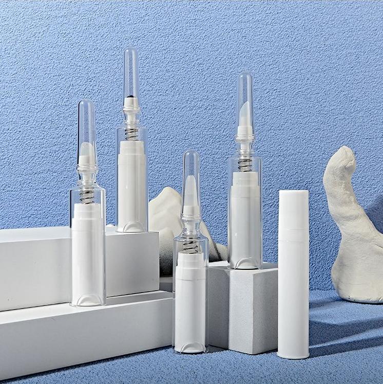 Cosmetics 5ml 10ml Airless Eye Serum Ampoule Bottle Syringe Plastic skincare essence cream oil roller massage bottle applicator