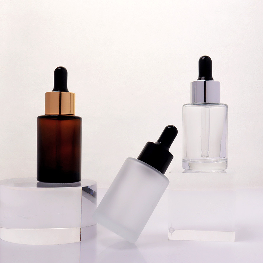 Thick Wall  PET PETG15ml 30ml 50ml 60ml Flat Shoulder Amber Green Hair Oil Serum Plastic Dropper Bottle Essential Oil bottles