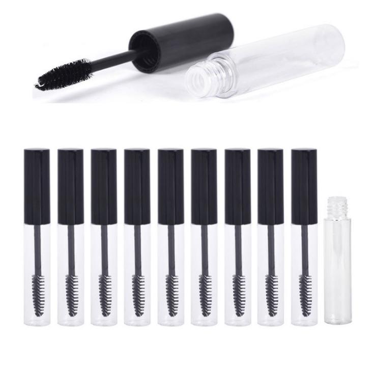Custom Pink Black White Gold Silver Cosmetics Mascara Bottles Tubes With Brush 5 10 ml Empty Plastic Mascara Tube Packaging