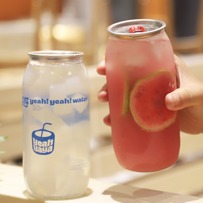 Hot Selling Custom PET Can 500ml Empty Transparent Plastic Soda Beverage Bottles With Easy Open Ends Plastic beverage jar