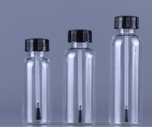 Transparent plastic PET clear bottle with brush Mini PET Nail Polish Glue Bottle With Brush Cap
