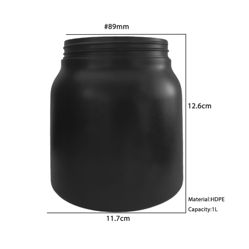 1L Black color designed plastic packaging bottle Black Hair Mask Jar Cosmetic Plastic Container For Hair Oil Pomade Cream Mark