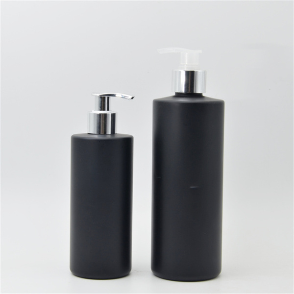 Matte Black Plastic Bottle Refillable Soap Dispenser With Gold Pump & Label For Shampoo, Conditioner, Hand Cream, Body