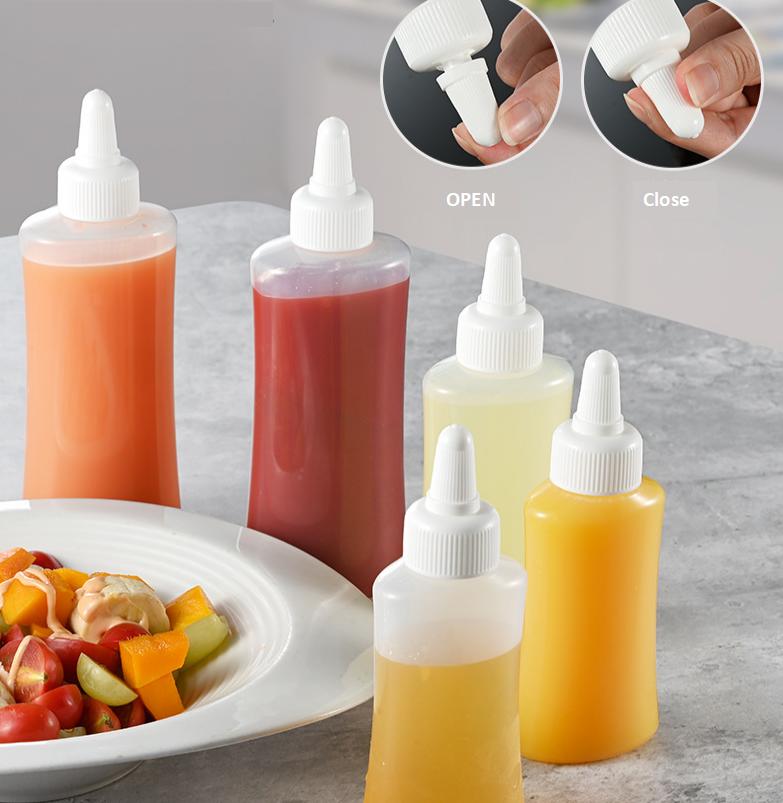 Custom LDPE Plastic empty translucent 120ml 180ml 280ml Ketchup Sauce honey syrup Squeeze bottle with Twist Cap