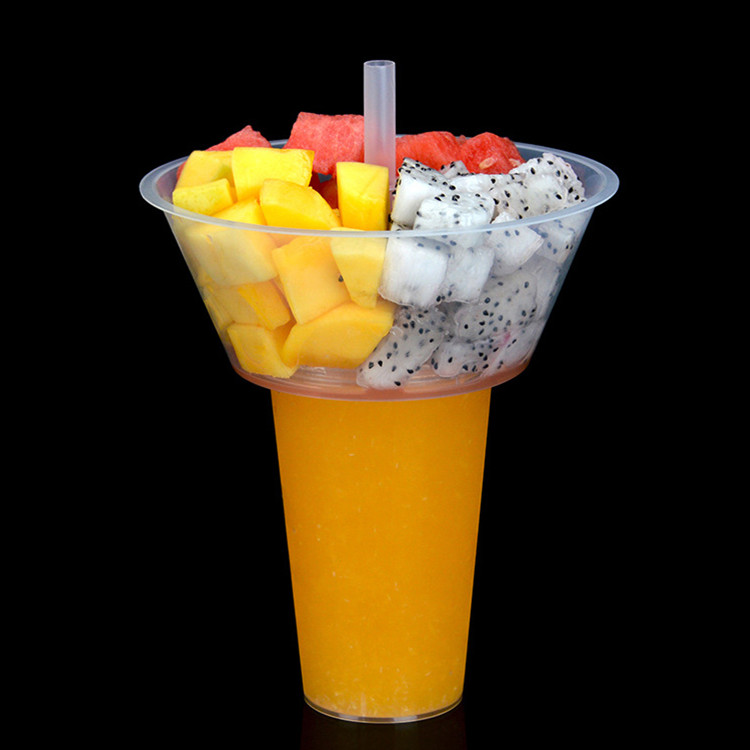 24oz Snack Bowls Milky Tea Cups Fruit Trays Popcorn Takeaway Drinking Disposable Plastic PP Injection Molded Juice Beverage Cup