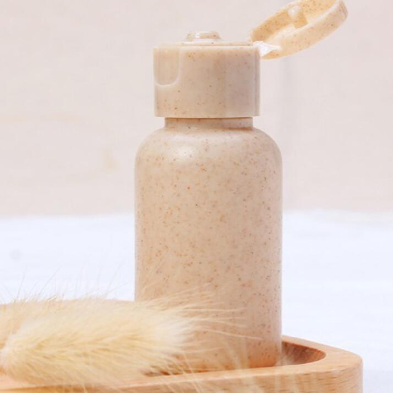 Eco Wheat Straw Shampoo Lotion Bottle Brown Customize Plastic Pump Bottle Cosmetic Cream Jar  250ml 300ml 400ml 500ml