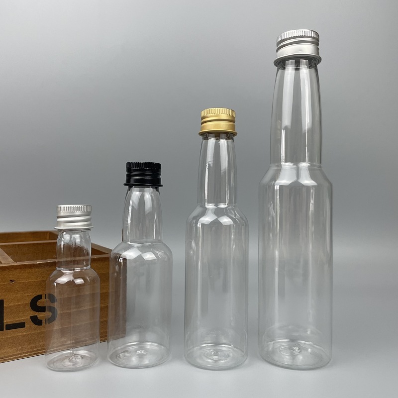 50ml 120ml 150ml 175ml Customize Plastic Mini Alcohol Bottles Whisky Wine Liquor Shot Ron Bottle Food Grade Juice Milk Bottle