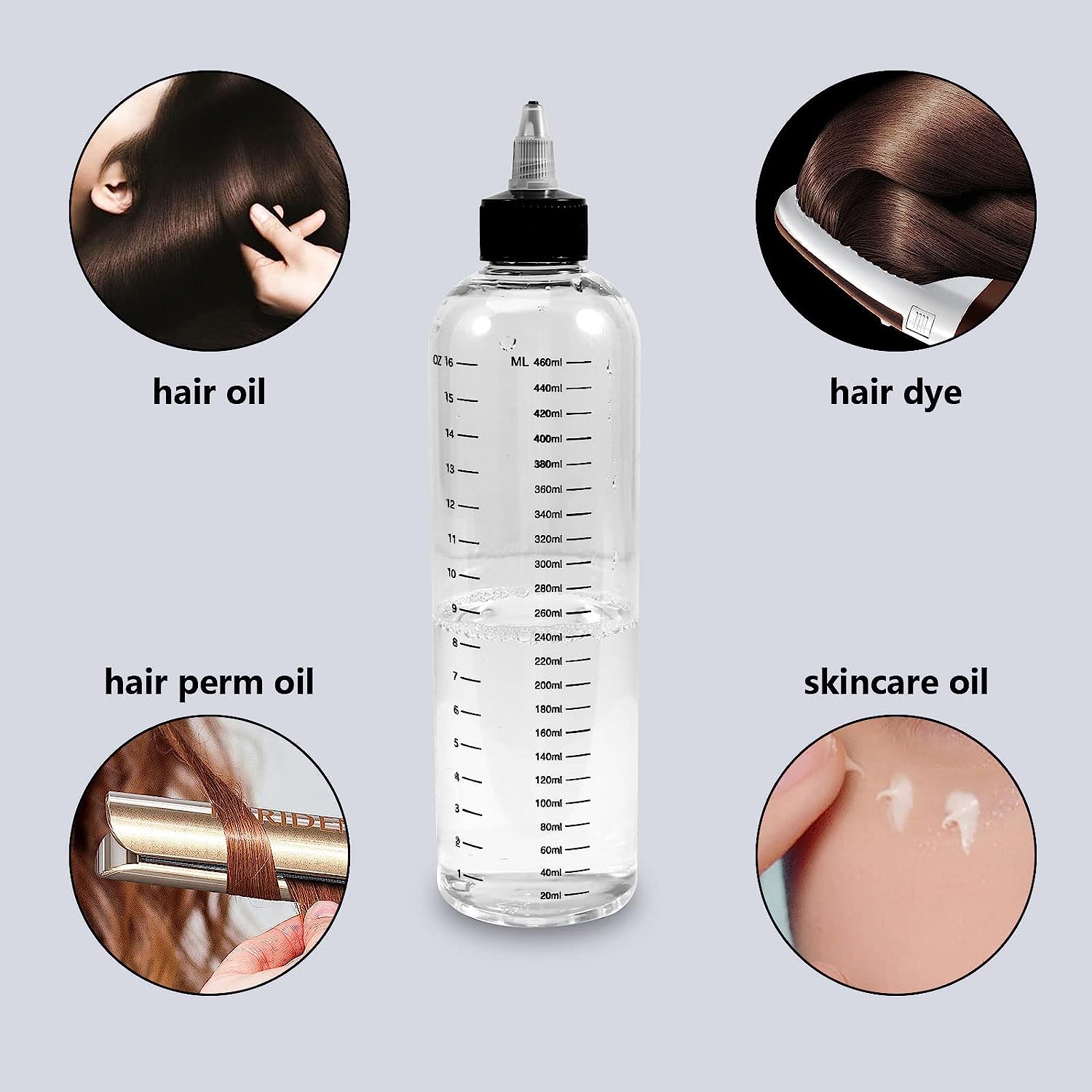 100 120 150 250 300 500 ml Hair Oil Bottle Dropper Applicator  Hair Wash Color Dye Bottle Plastic Sauce Squeeze Bottles With Cap