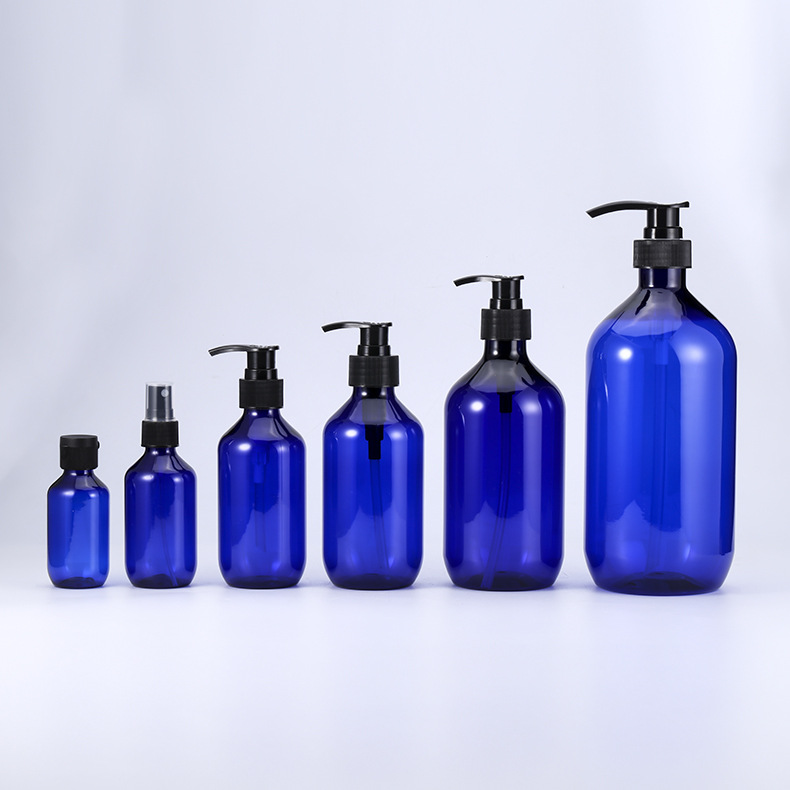 Frosted Matte Glossy 250ml 300ml 500ml lotions bottle Amber Blue Green Black PET Plastic Body Wash Bottle Press Pump Bottle