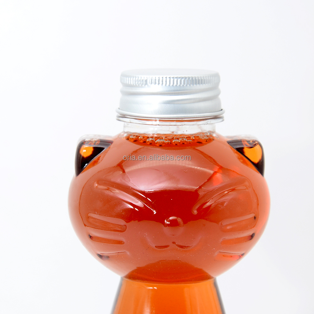 Cute Animal Shape  plastic drinking disposable PET empty bottle with screw aluminum lid BPA Free animal shape beverage container
