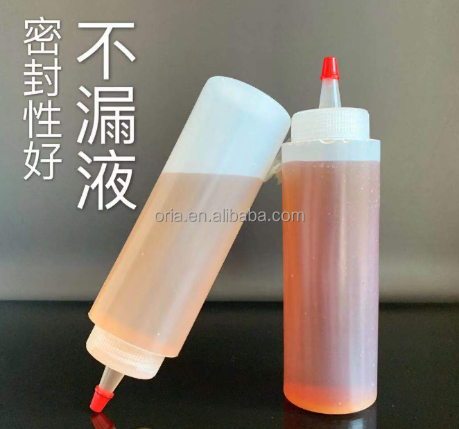 8Oz 12Oz 16Oz Plastic Squeeze Condiment Bottles With Red Tip Cap 16-Ounce Set Of 6 Wide Mout