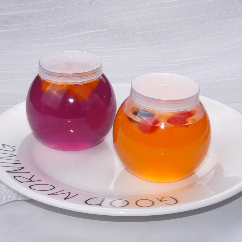 160ml/210ml Empty Round Spherical Ball Containers Yogurt Mousse Jam Plastic Jar with Lids Milk Pudding Bottle Jelly Planet Cups