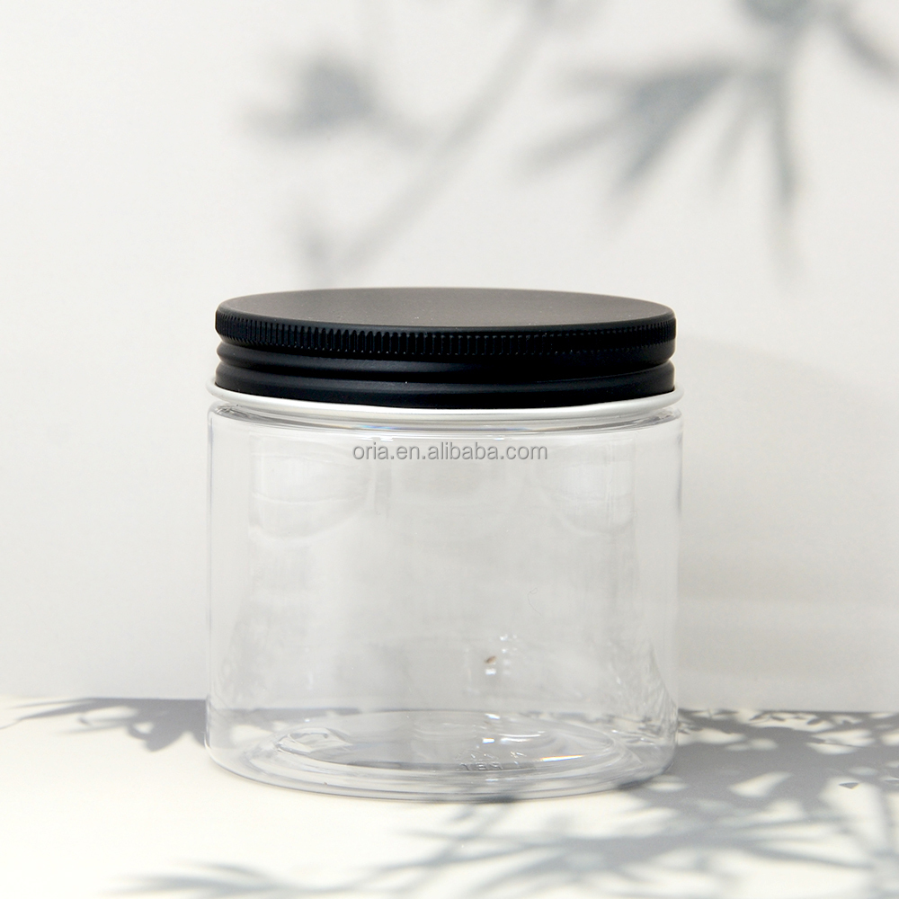 custom empty Luxury 15ml 30ml 50ml 100ml Frosted Cream cosmetic lotion serum plastic jar with black aluminum lid