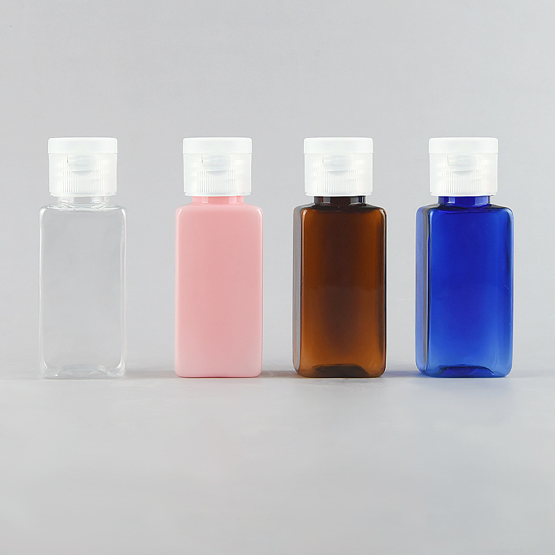 Amber Color Refillable Square cosmetic bottle 30ml travel size pump lotion bottle hot pink Hotel Shampoo Conditioner Body Wash B