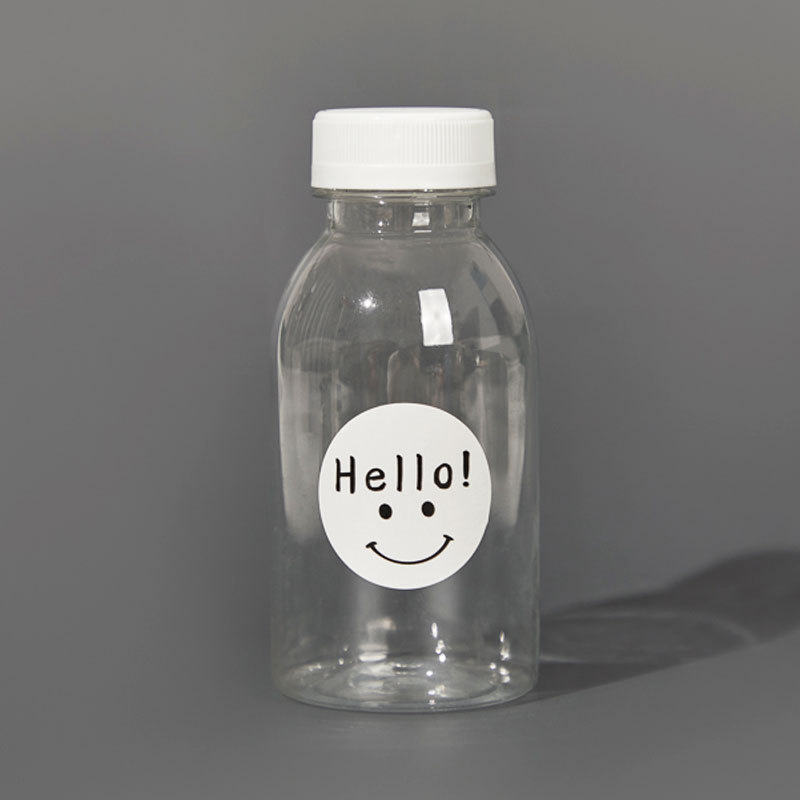 Custom Logo portable Round Transparent   Empty Reusable Juice Beverage Containers  pet juice milk bottle With aluminum cap