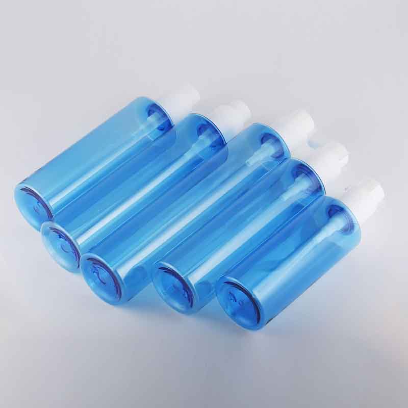 Clear Blue Bottle 200ml 250ml 300ml Cleaner Oil Cosmetic Bottle Empty Plastic PET 500ml Shampoo Lotion Pump Bottle