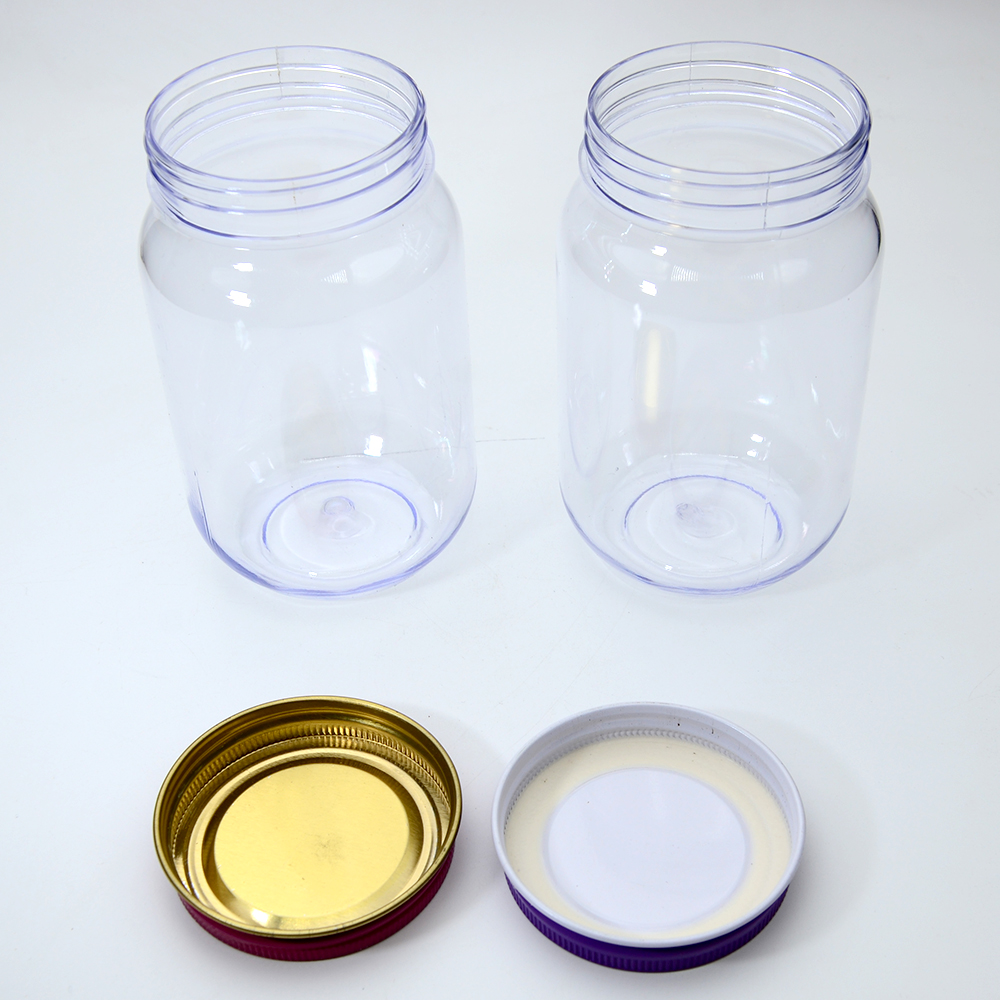 16 OZ Wide Mouth Mason Jars Plastic with Metal Airtight Lids for Meal Prep, Food Storage, Canning, Drinking, Preserving, Favors