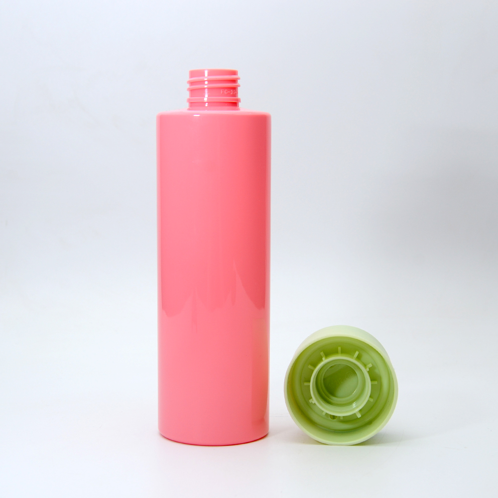 Custom 8oz Pink Plastic Body Wash Squeeze Bottle Cylindrical Shower Gel 250ml Lotion Bottle Empty Shampoo and Conditioner Bottle