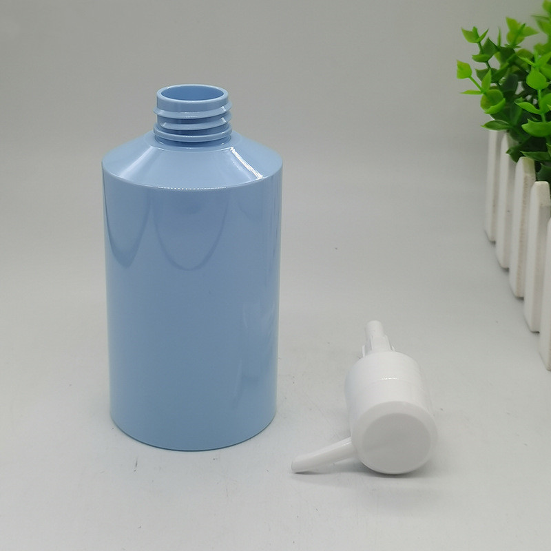 Luxury 200ml 250ml 500ml Cosmetics Blue Frosted Shampoo Bottle Dispenser Sloping Shoulder for Liquid Soap Body Wash Lotion Pump