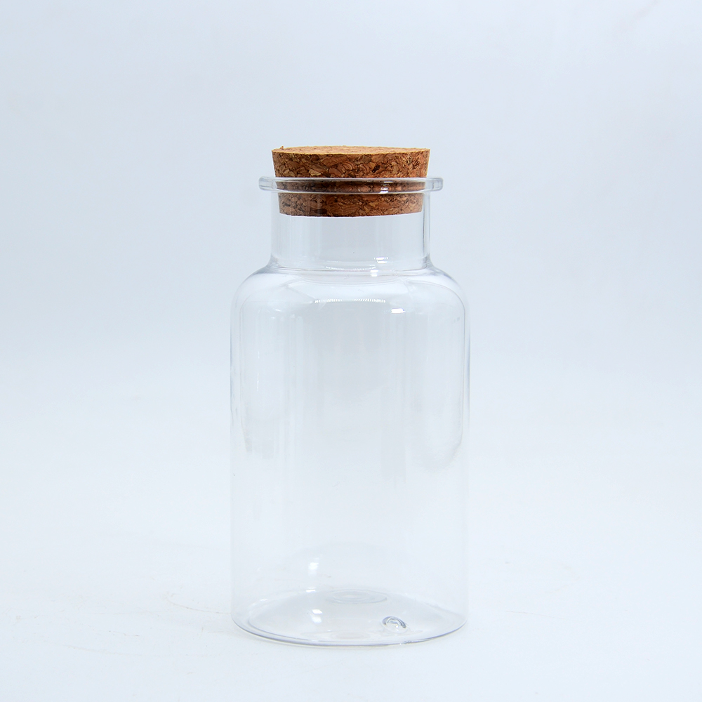 plastic container flower tea bottle  transparent storage packing jars Food Containers  with cork stopper
