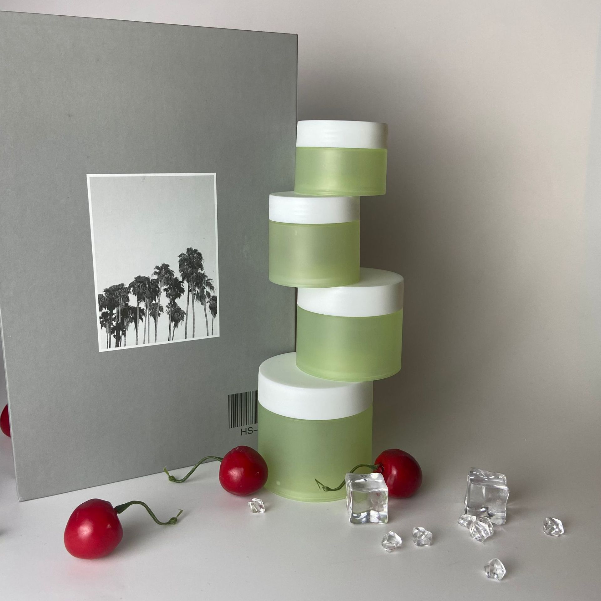 20g 30g 50g 100g green frosted  PP double wall plastic jar with lid for cosmetic cream