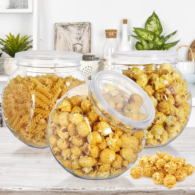 Wide Mouth Round Plastic Gummy Candy Packaging Jar Stackable Buffet Cookie Cotton Wedding Candy Container Snack Box with Lid