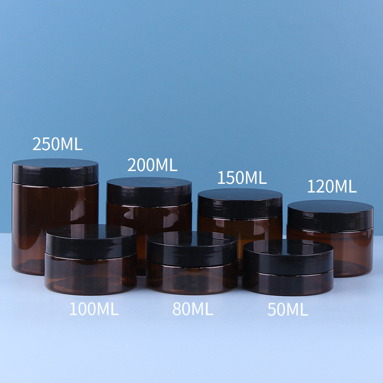 6oz Empty PET White Plastic Cosmetic Jars Facial Cream Containers with White Lids 50ml 80ml 100ml 120ml 150ml 200ml 250ml
