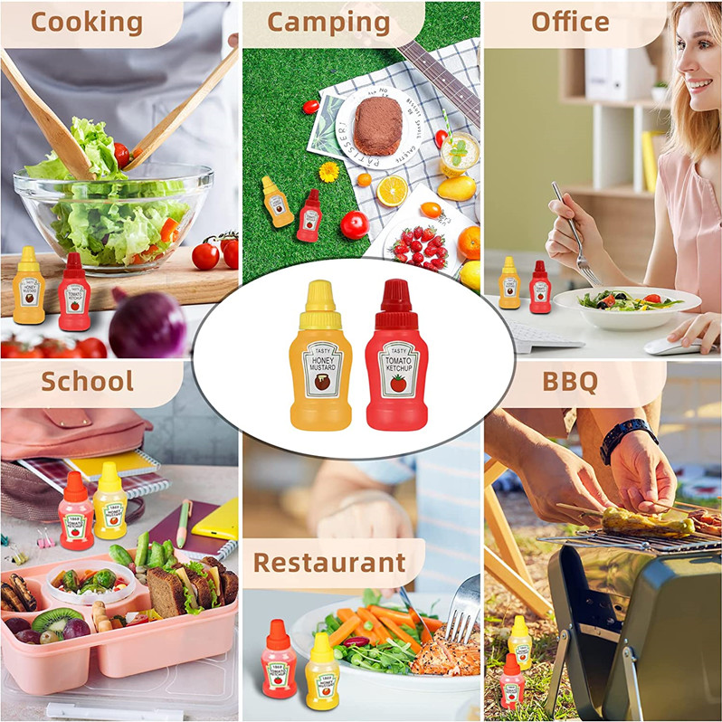 25ml Travel Portable Mini Ketchup Bottle Tomato Mayonnaise Container Mustard Dispenser Small Sauce Squeeze Bottle with Spout Cap