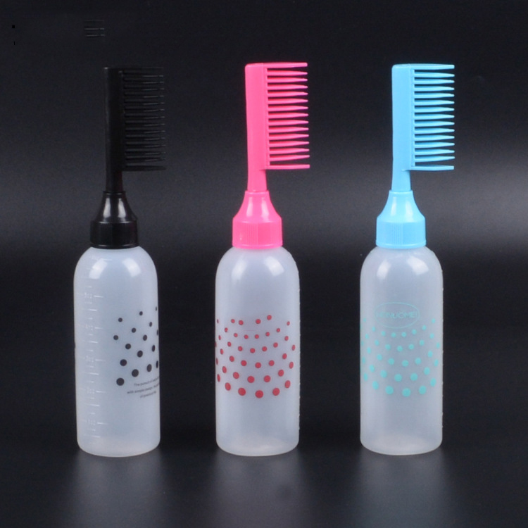 Hair Coloring Brush Tooth Bottle 100ml 120ml 150ml Plastic Salon Comb Applicator Equipment Bottle Barber Tools Accessories