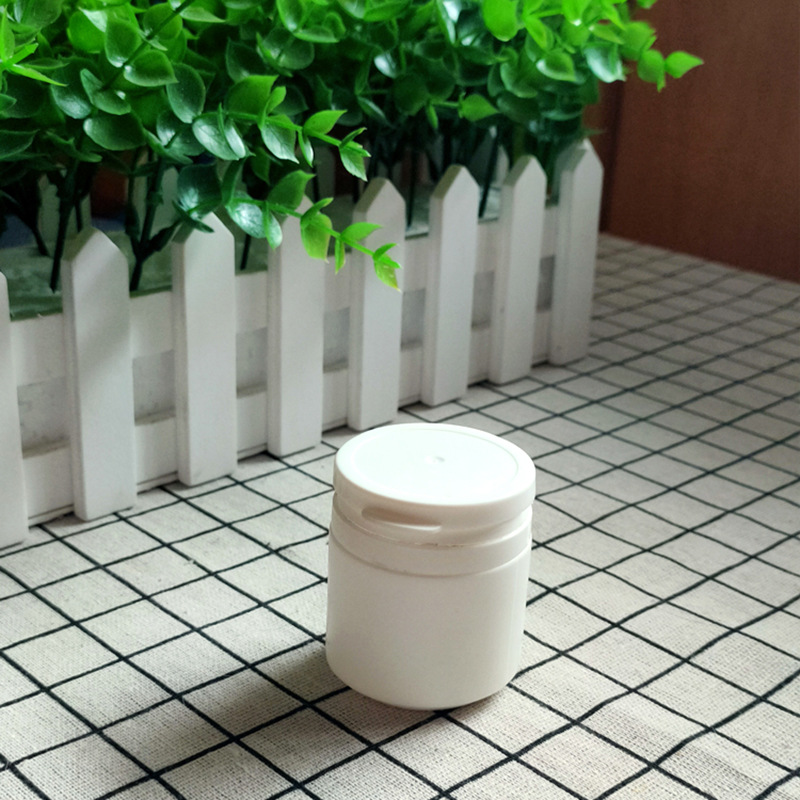 Empty white hdpe Chewing gum packaging container jar vitamin plastic bottle with pull ring cap