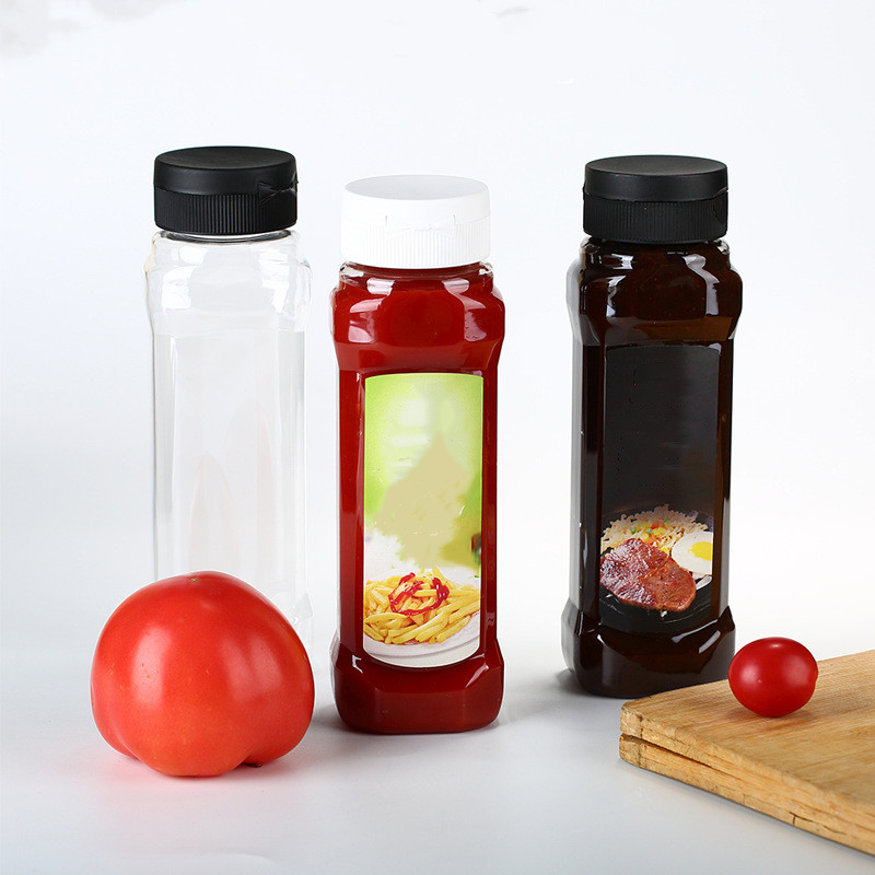 8oz 11oz 12oz 16oz Squeeze ketchup Bottle with flip top caps 330g 360g 405g 500g clear Squeeze Bottles plastic sauce bottles