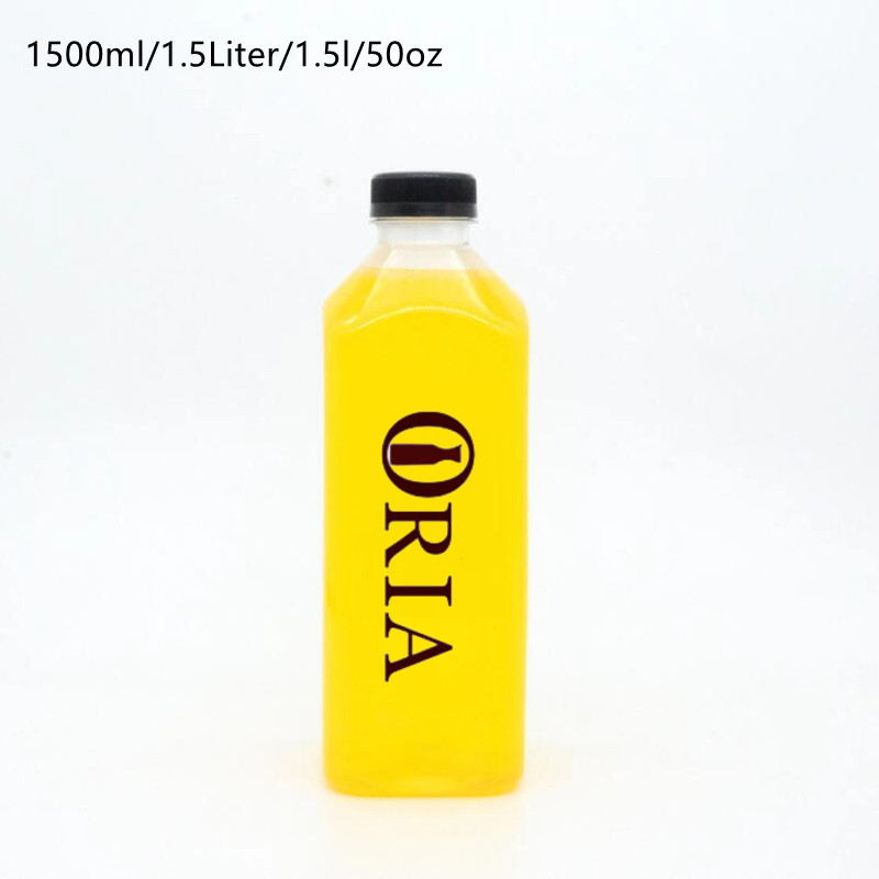 Clear Juice Bottles 32oz with Caps 1000ml 1500ml Empty Plastic Beverage 1L 1.5L Big Capacity PET Food Grade Cold Milk Containers