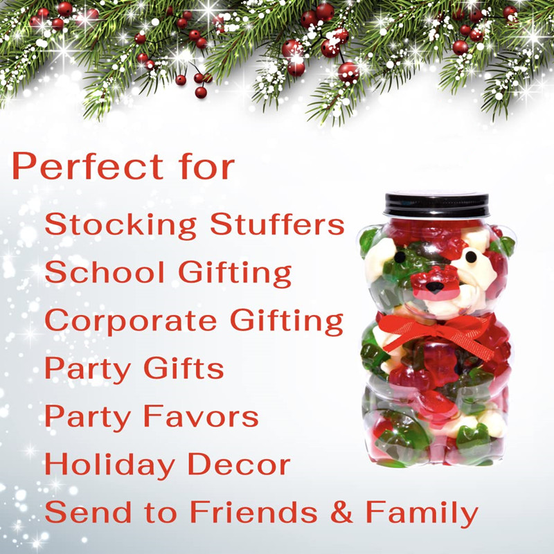 16oz Small Luxury Gourmet Sweets Gummy Bears Jar Cute Animal Teddy Bear Shaped Candy Packaging Container for Wedding Gift Kids