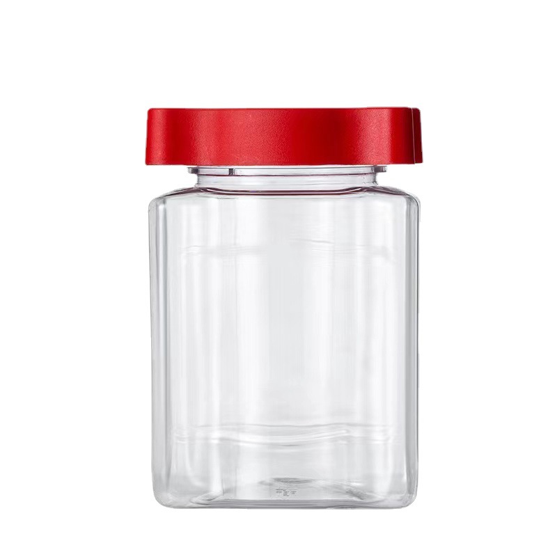 HOT SALE Free Sample 100g 150g 200g 250g Customize Clear Food Reserve PET Plastic Jar Round Square Can Snack Storage Container