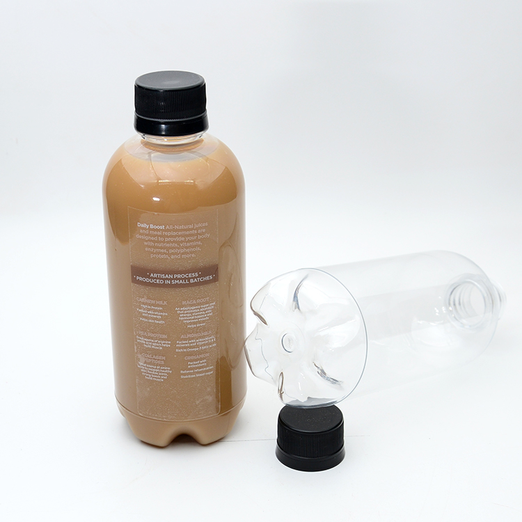 Custom HPP Cold Pressed 12 oz Round food grade PET transparent juice plastic bottle Carbonated Beverage Bottle with Screw Cap