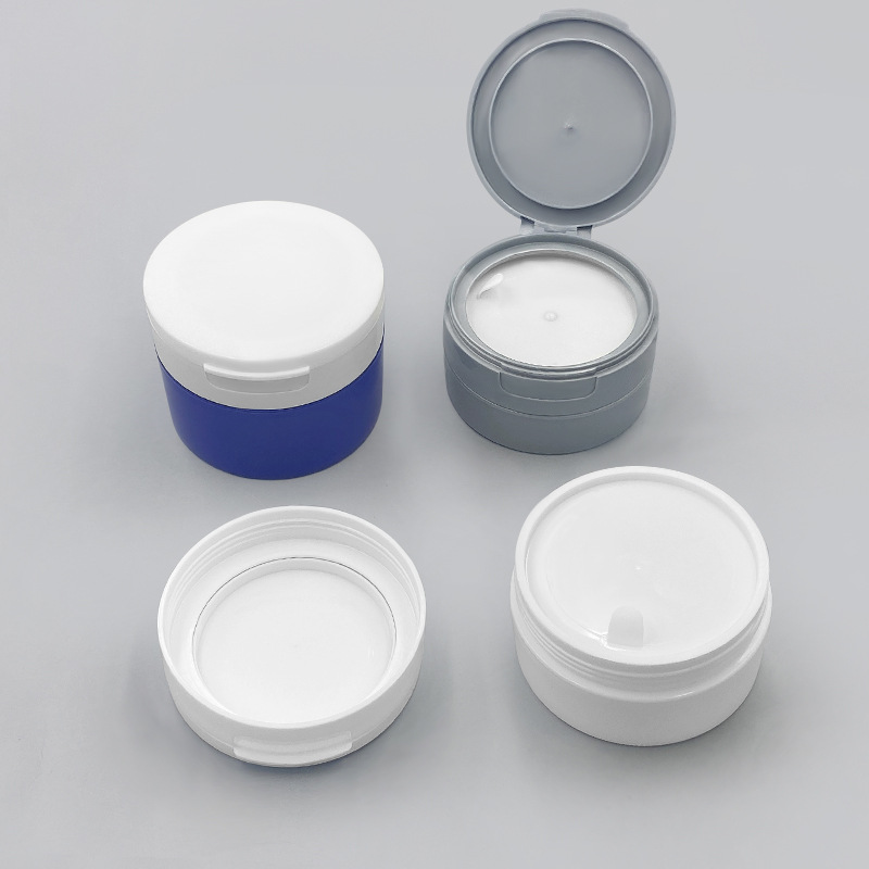 30g 50g 100g Wide Mouth Clamshell PP Powder Jar Cosmetic Jar With lid Spoon for Face Masque Hair Cream Body Scrubs Cleanser Mud