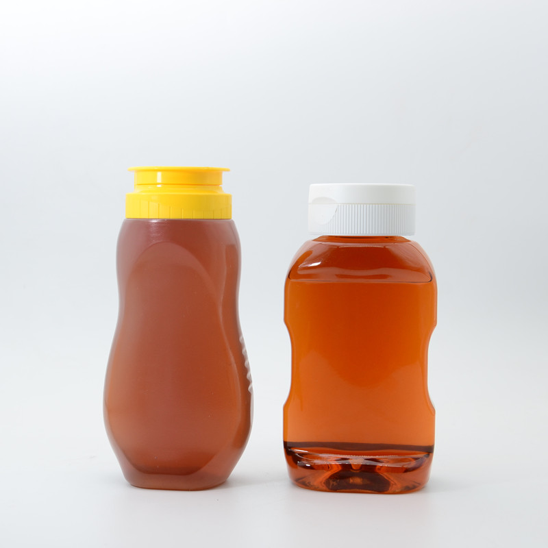 Luxury 250ml 360ml 500ml Round Syrup Dispenser Bottles with Seal Flip Top Caps Bee Plastic Honey Jar Squeeze Packaging Container