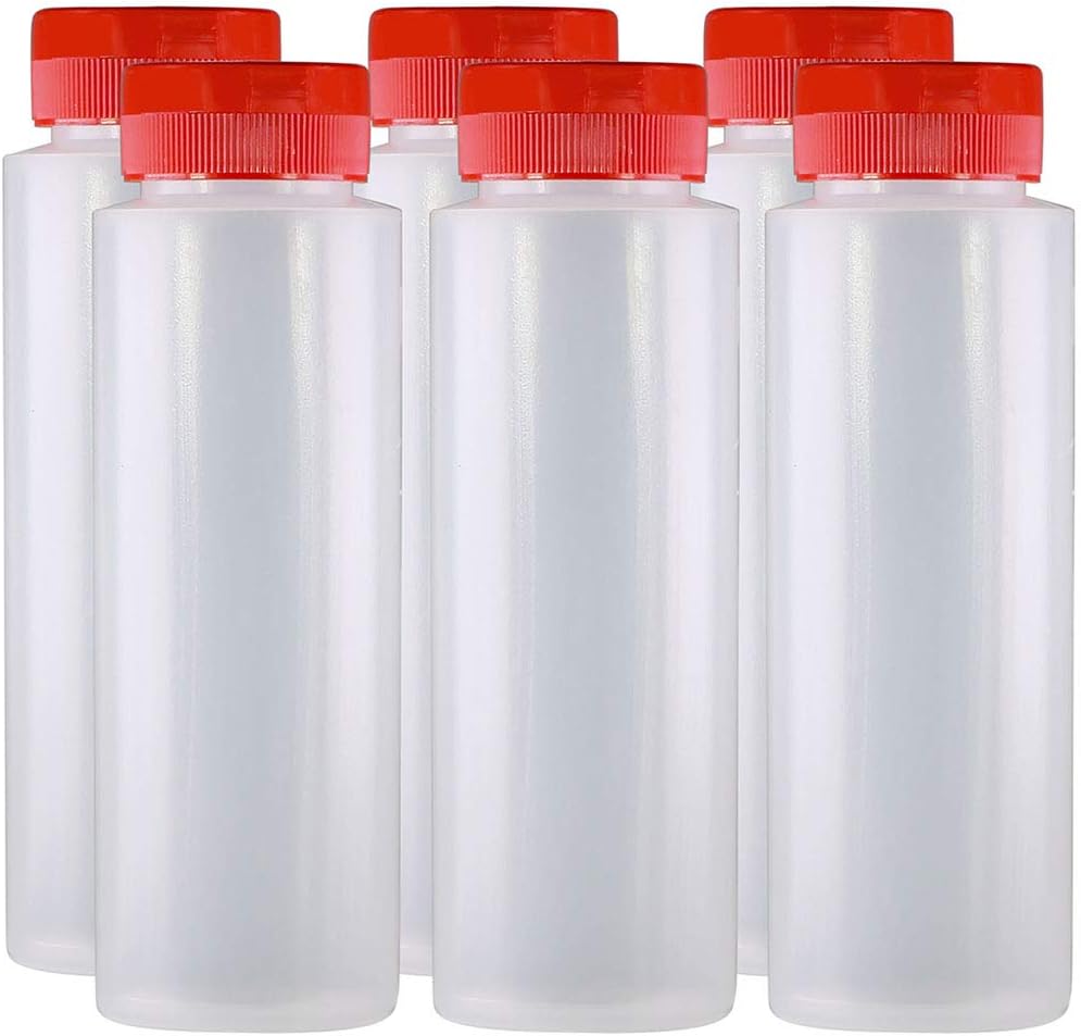 8oz 16oz LDPE Hot Sauce Squeeze Bottles with Black Flip Top Cap Condiment Honey Ketchup Syrup Dispenser Bottle Silicone Plastic