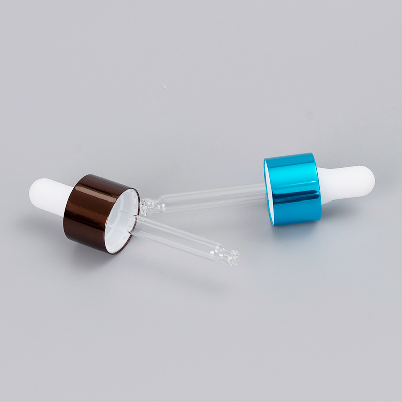 20/410 aluminum custom Silver glass dropper for Plastic and glass serum dropper bottle skin care packaging